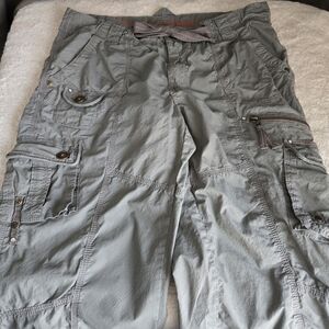 Expressions Womens Light Gray Cargo Pants